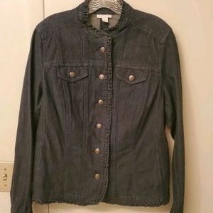 Woman's Charter Club Button Down Large Denim Coat